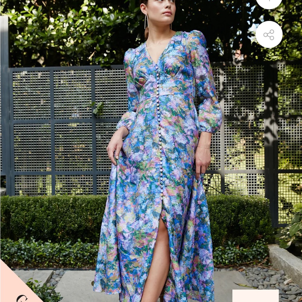 Floral Blue and Purple Women's Dress